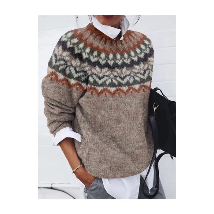 Women Abstract Printing Spring/Fall Casual Long Sleeve Crew Neck Sweater