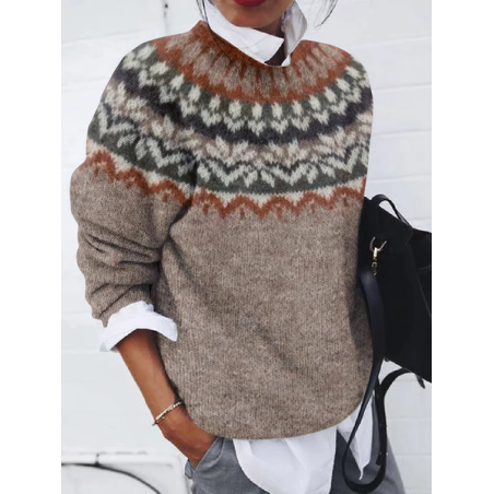 Women Abstract Printing Spring/Fall Casual Long Sleeve Crew Neck Sweater