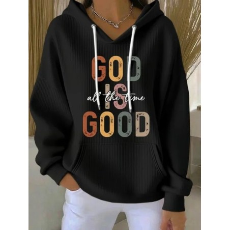 Women Text Letters Spring/Fall Long Sleeve Vintage Holiday Hoodie