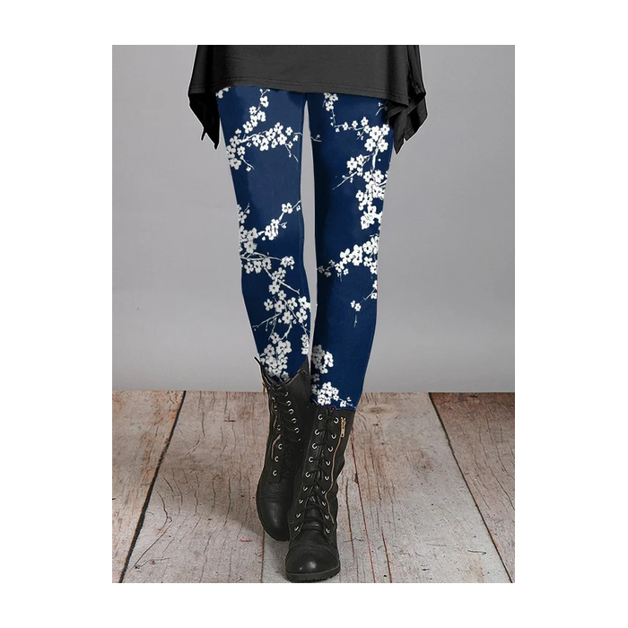 Women's Casual Floral Jersey All Season Printing Long Leggings