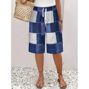 Women Plaid Fifth Pants Pant Casual Summer Trousers