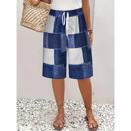 Women Plaid Fifth Pants Pant Casual Summer Trousers