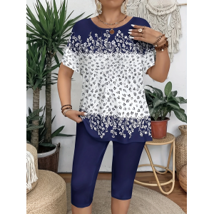 Women Floral Short Sleeve Tee T-shirt Crew Neck Printing Casual Summer Graphic Tee Top