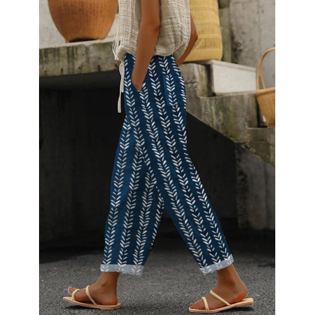 Women Geometric Long Pants Casual Spring/Fall Trousers
