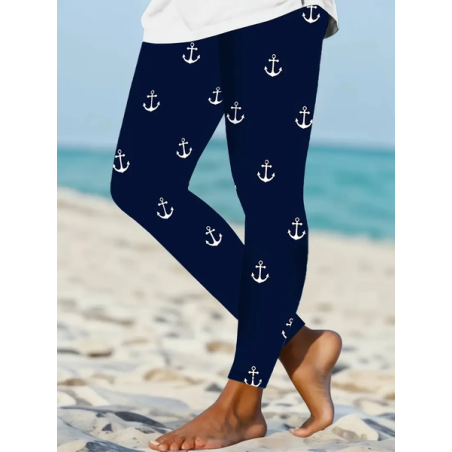 Women Anchor Casual All Season Printing Long Leggings
