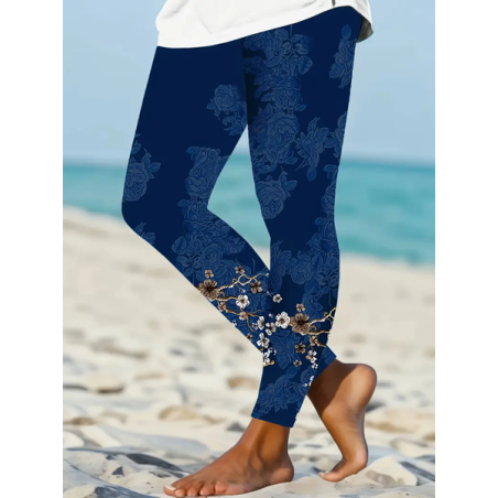 Women Floral Casual All Season Printing Long Leggings