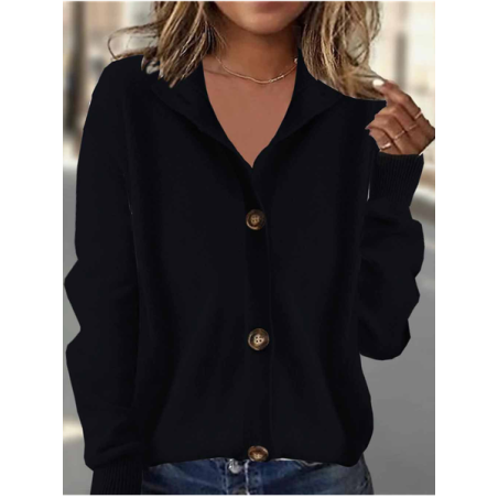 Women Plain Long Sleeve Turtleneck Vintage Winter Cardigan Outerwear