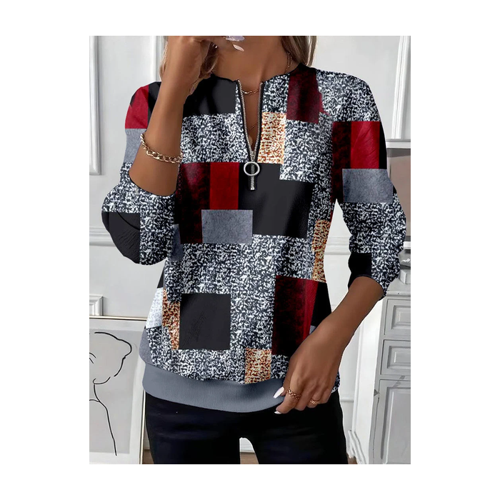 Women Abstract Crew Neck Printing Casual Spring/Fall Long Sleeve Sweatshirt