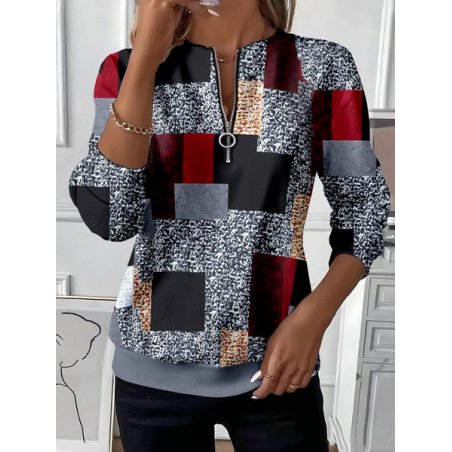 Women Abstract Crew Neck Printing Casual Spring/Fall Long Sleeve Sweatshirt