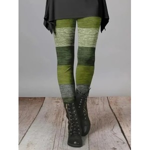 Women Striped Casual All Season Printing Long Leggings
