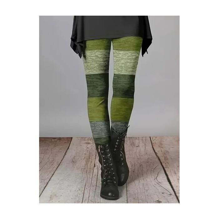 Women Striped Casual All Season Printing Long Leggings