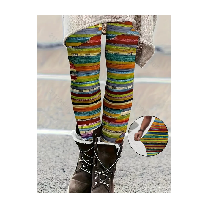 Women Abstract Stripes Casual All Season Printing Long Leggings