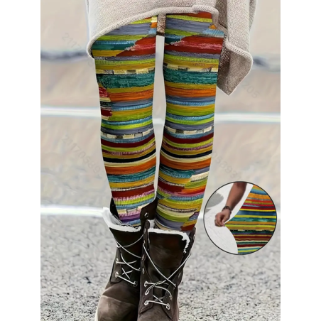 Women Abstract Stripes Casual All Season Printing Long Leggings