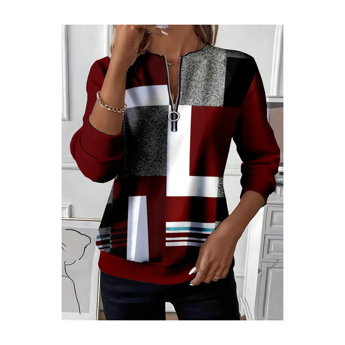 Women Abstract Crew Neck Printing Casual Spring/Fall Long Sleeve Sweatshirt