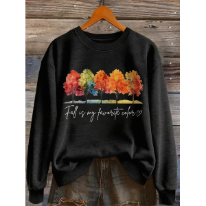 Women Text Letters Crew Neck Printing Casual Spring/Fall Long Sleeve Sweatshirt