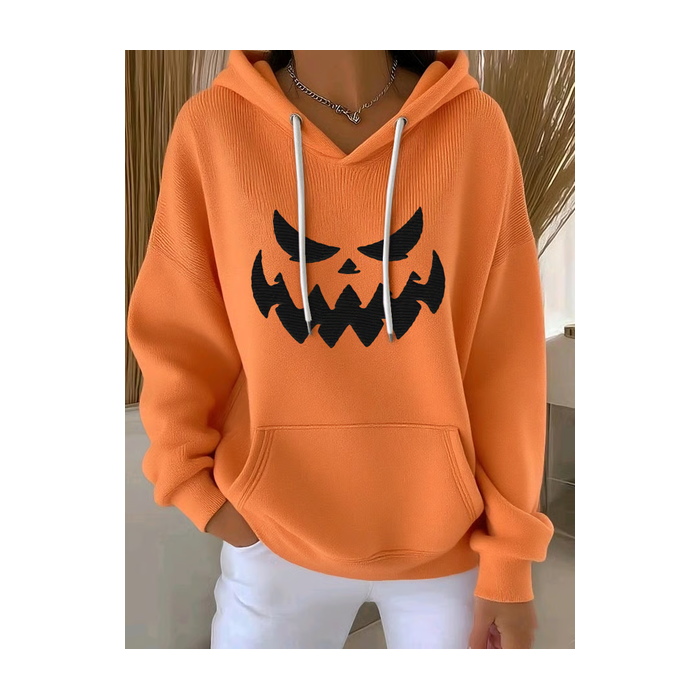 Women Halloween (pumpkin) Spring/Fall Printing Long Sleeve Casual Daily Hoodie