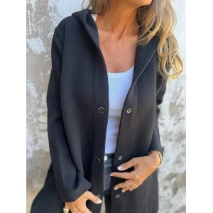 Women Spring/Fall Outerwear Vintage Split Joint Plain Long Sleeve Stand Collar Jacket