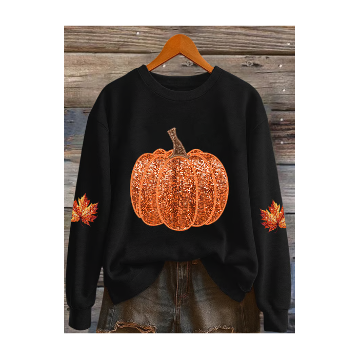 Women Maple Leaf Crew Neck Printing Casual Spring/Fall Long Sleeve Sweatshirt