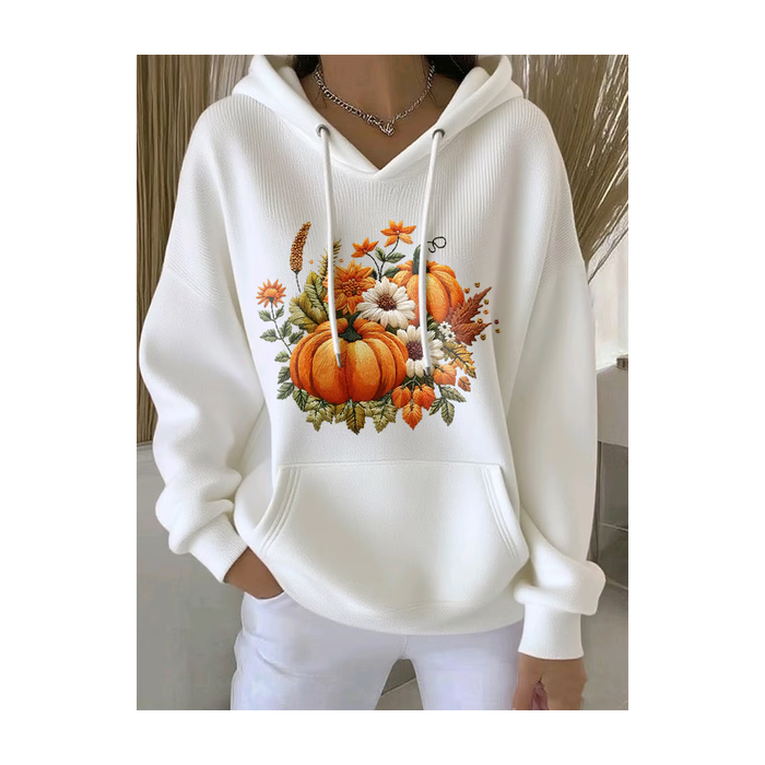 Women Floral Spring/Fall Printing Long Sleeve Casual Daily Hoodie