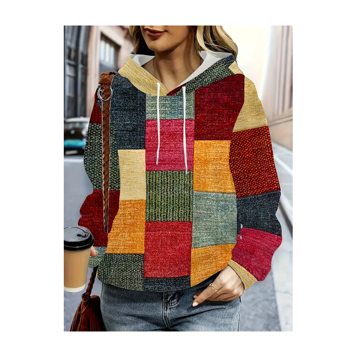 Women Abstract Spring/Fall Printing Long Sleeve Casual Daily Hoodie