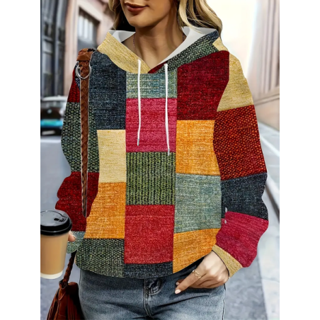 Women Abstract Spring/Fall Printing Long Sleeve Casual Daily Hoodie