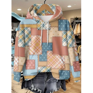 Women Abstract Spring/Fall Printing Long Sleeve Casual Daily Hoodie