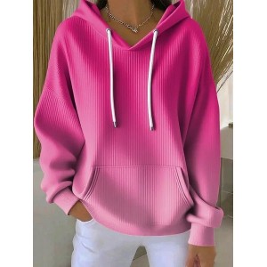 Women Ombre Spring/Fall Printing Long Sleeve Casual Daily Hoodie