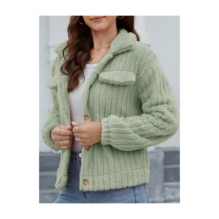 Women Spring/Fall Outerwear Vintage Split Joint Plain Long Sleeve Shawl Collar Jacket