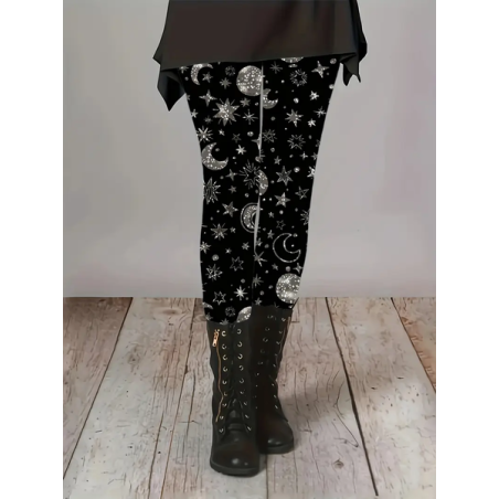 Women Star Casual All Season Printing Long Leggings