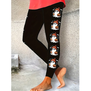 Women Halloween Casual All Season Printing Long Leggings