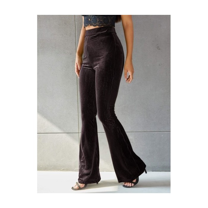 Women Plain Long Elastic Waist Pants Vintage Spring/Fall Trousers