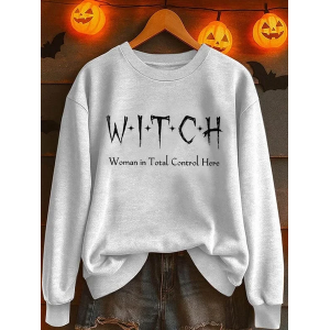 Women Text Letters Crew Neck Printing Casual Spring/Fall Long Sleeve Sweatshirt
