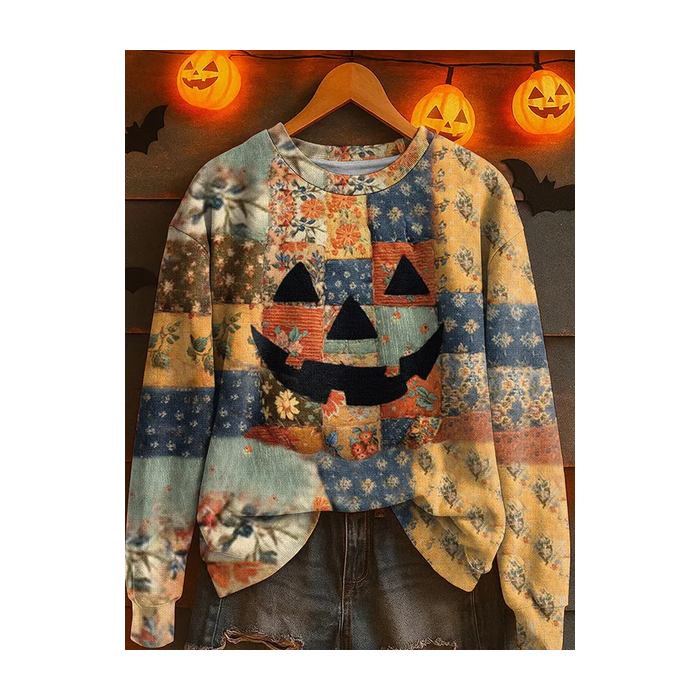 Women Floral Crew Neck Printing Casual Spring/Fall Long Sleeve Sweatshirt