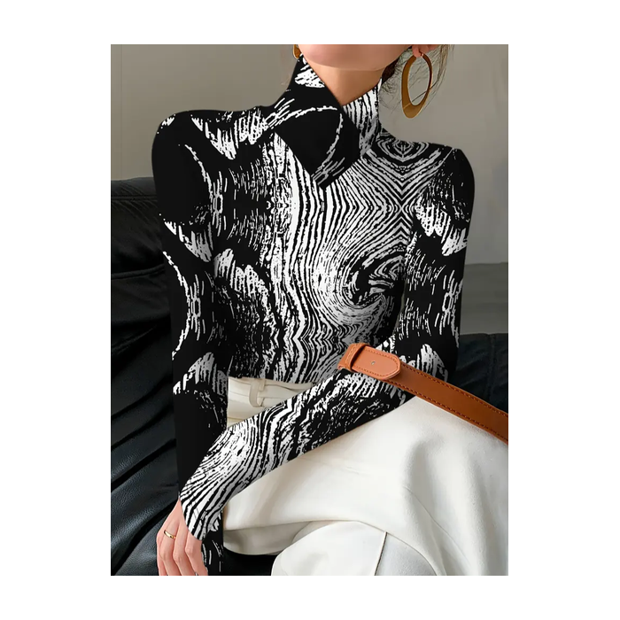 Women Abstract Long Sleeve Blouse Spring/Fall Printing Daily Casual Top