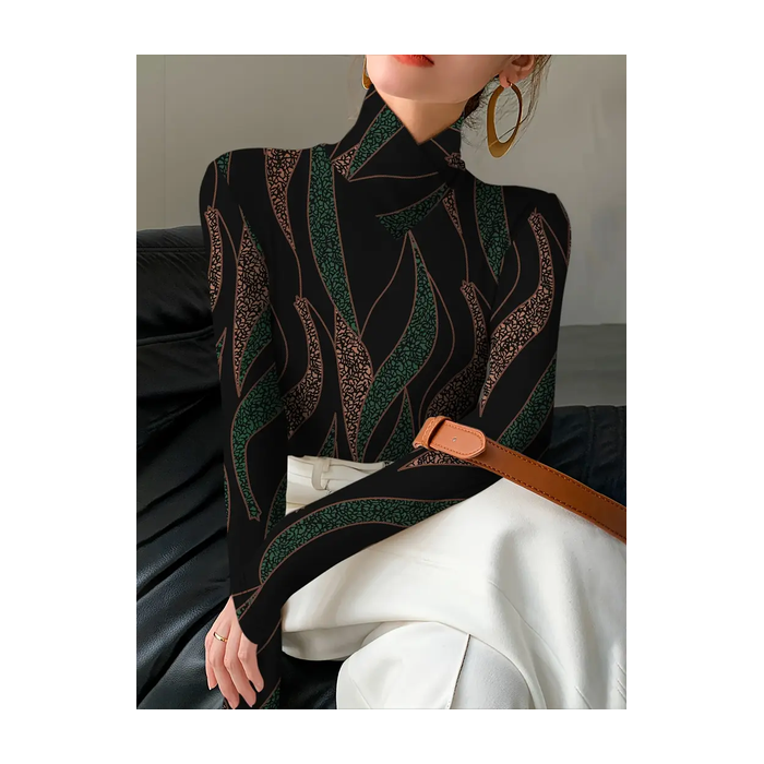 Women Abstract Long Sleeve Blouse Spring/Fall Printing Daily Casual Top