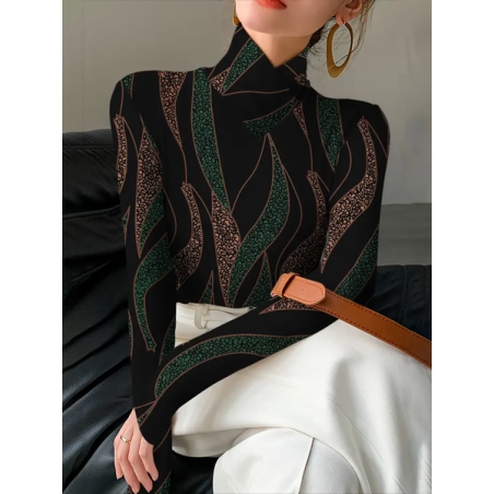 Women Abstract Long Sleeve Blouse Spring/Fall Printing Daily Casual Top