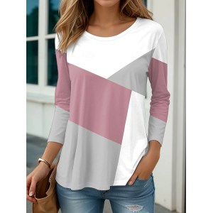 Women Abstract Long Sleeve Tee T-shirt Crew Neck Printing Casual Spring/Fall Graphic Tee Top