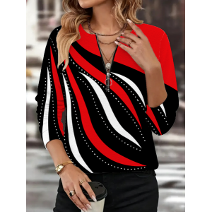 Women Abstract Crew Neck Printing Casual Spring/Fall Long Sleeve Sweatshirt