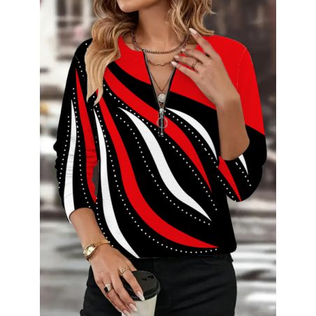 Women Abstract Crew Neck Printing Casual Spring/Fall Long Sleeve Sweatshirt