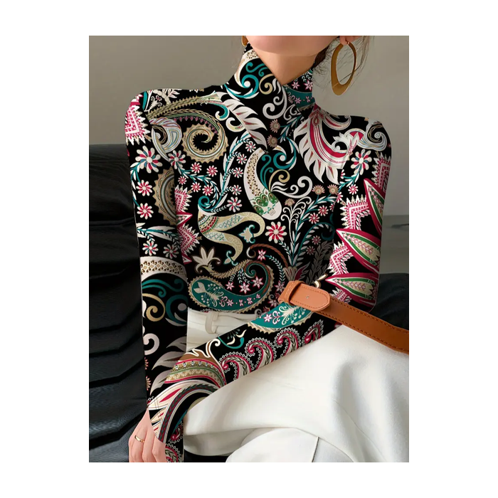 Women Floral Long Sleeve Blouse Spring/Fall Printing Daily Casual Top