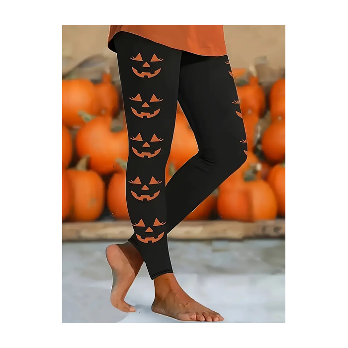 Women Halloween (pumpkin) Casual All Season Printing Long Leggings