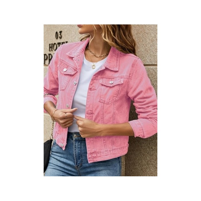 Women Spring/Fall Outerwear Vintage Split Joint Plain Long Sleeve Stand Collar Jacket