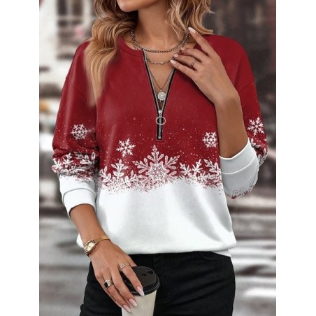 Women's Crew Neck Christmas Casual Spring/Fall Long Sleeve Sweatshirt