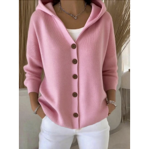 Women Plain Long Sleeve Hoodie Casual Spring/Fall Cardigan Outerwear
