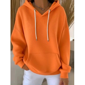 Women Plain Spring/Fall Printing Long Sleeve Casual Daily Hoodie