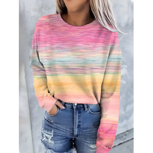Women Abstract Crew Neck Printing Casual Spring/Fall Long Sleeve Sweatshirt