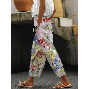 Women Floral Long Pants Casual Spring/Fall Trousers