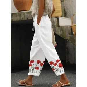 Women Floral Long Pants Casual Spring/Fall Trousers
