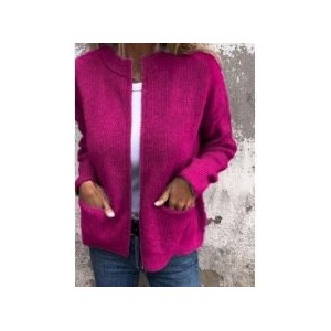 Women Spring/Fall Outerwear Vintage Split Joint Plain Long Sleeve Stand Collar Jacket