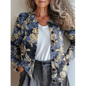 Women Floral Vintage Spring/Fall Printing Cardigan